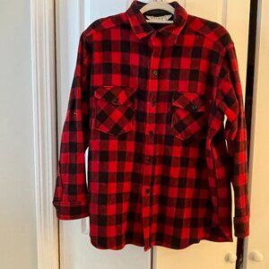 Vintage LL Bean Plaid ‘Old Friends’ Thick Wool Buffalo Check Long Sleeve Medium